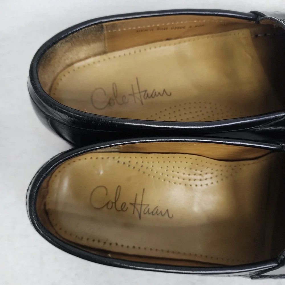 Cole Haan Pinch 03506 Men 8.5D Loafer Black Leather Tassel Moc Toe Slip On Shoes